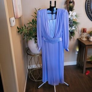 Elegant Vintage Blue Women's Dress